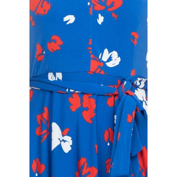 NEW TAHARI BY ASL crossed neck print jersey dress in blue multi - Picture 5 of 5